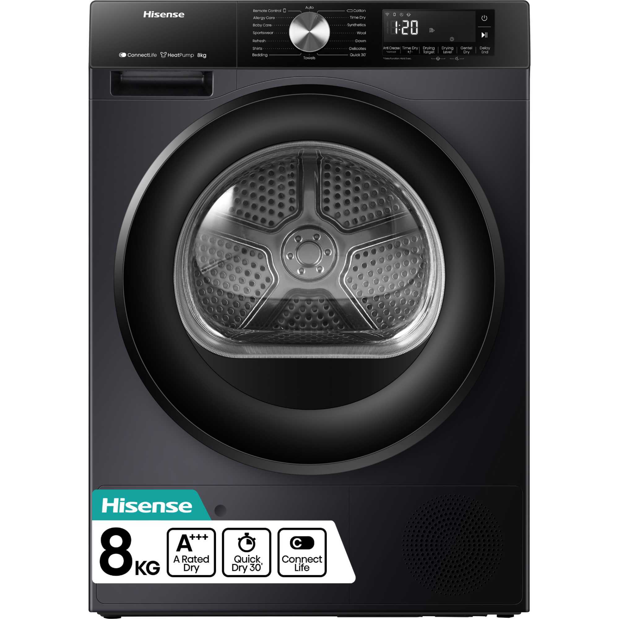 DH3S802BB3 8kg Heat Pump Tumble Dryer - Black