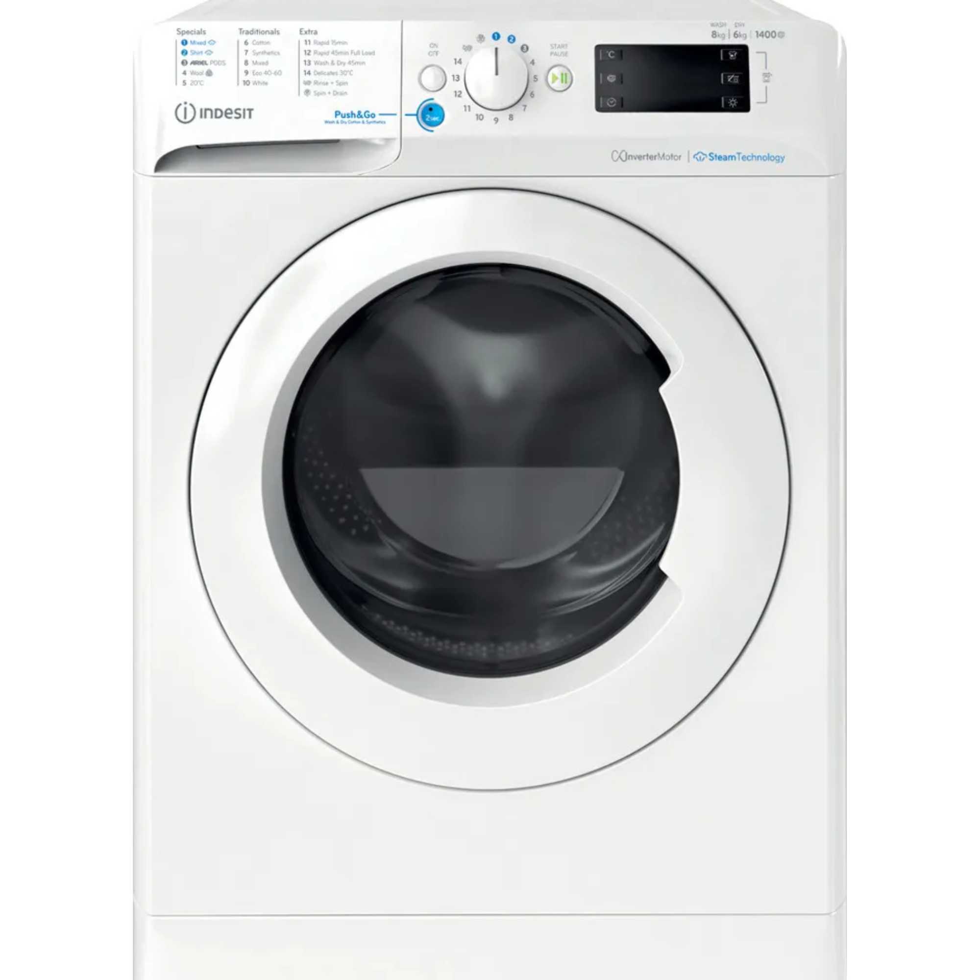 BDE 86436 WV UK Push&Go 8kg Wash 6kg Dry 1400rpm Washer Dryer - Whitee