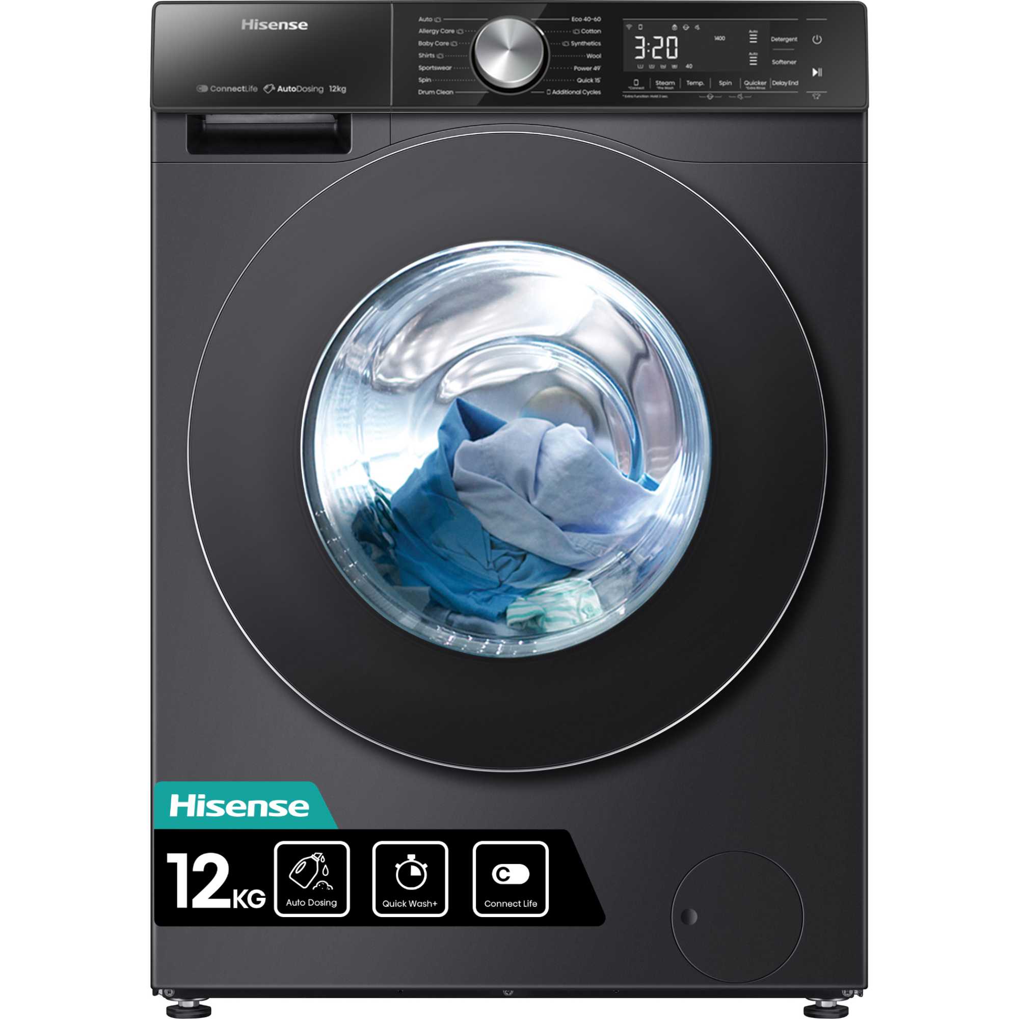 WF5S1245BB 12kg 1400rpm Freestanding Washing Machine - Black